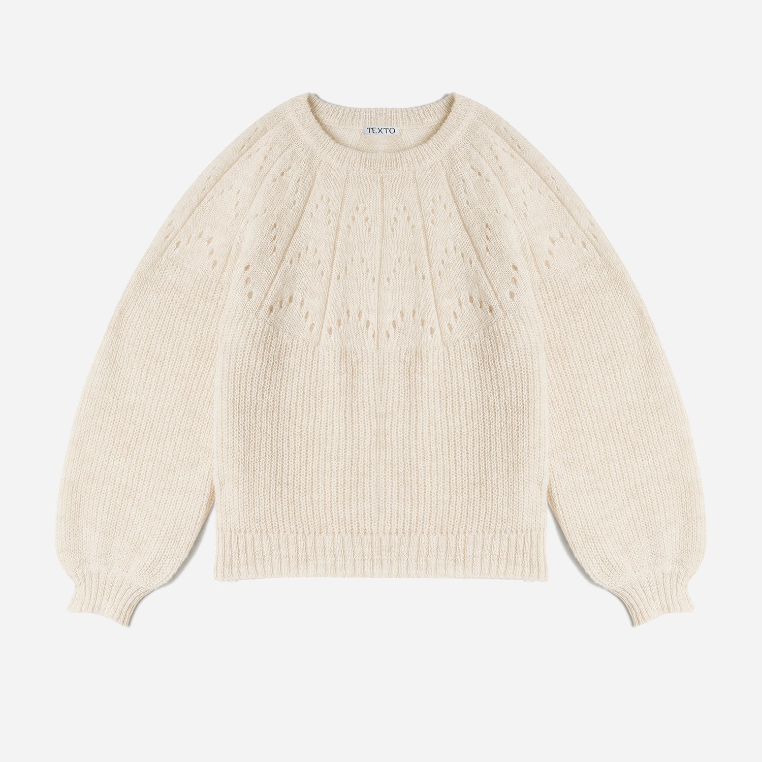 Pull TEXTO écru en tricot fantaisie