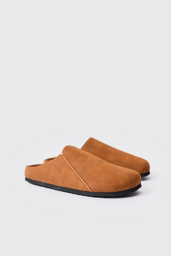 Braune Mules aus Wildlederimitat