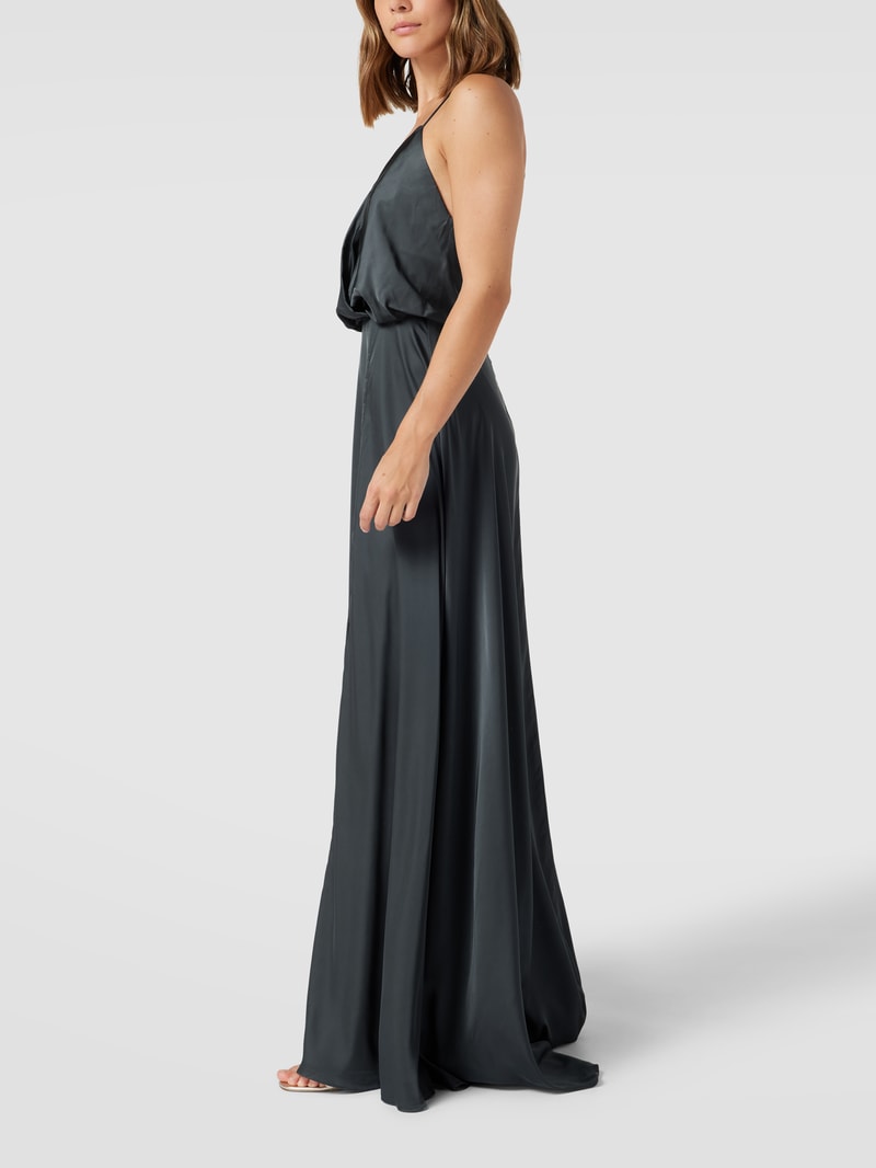 Abendkleid mit Spaghettiträgern in dunkelgrün