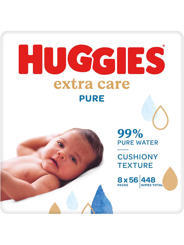 HUGGIES Pure Extra Care Baby Feuchttücher Tücher Parfümfrei 8 x 56 Stk günstig kaufen onesize