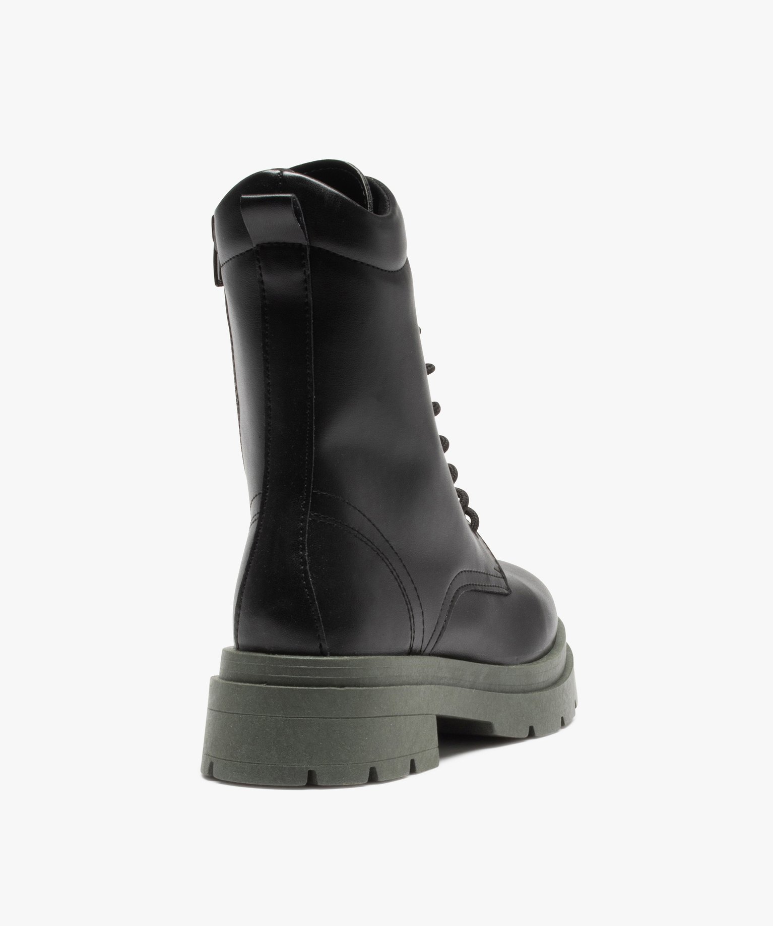 Bottines femme unies à lacets et semelle crantée noir | GEMO