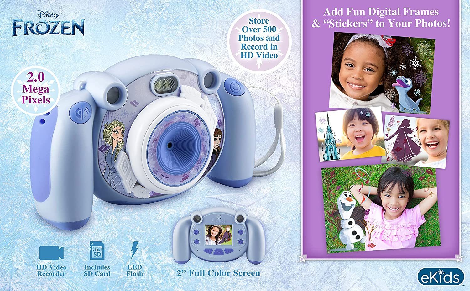 eKids Eiskönigin Kinder-Kamerabmit Foto- & Videofunktion Kinderkamera