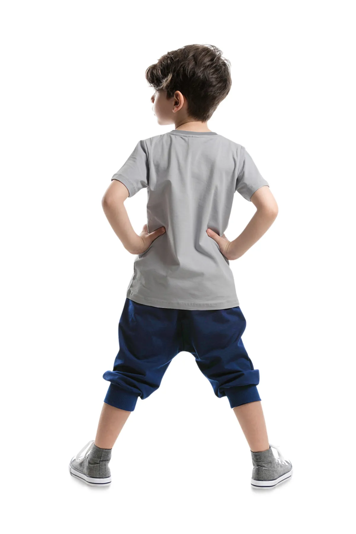 Denokids  Zipper Dino T-Shirt-Capri-Shorts-Set für Jungen