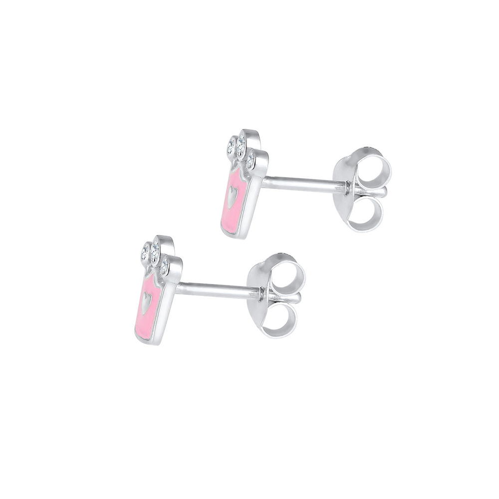 Elli Elli Boucles d'Oreilles Entfants Boucles d'oreilles couronne avec émail rose et c Boucles d'oreilles
