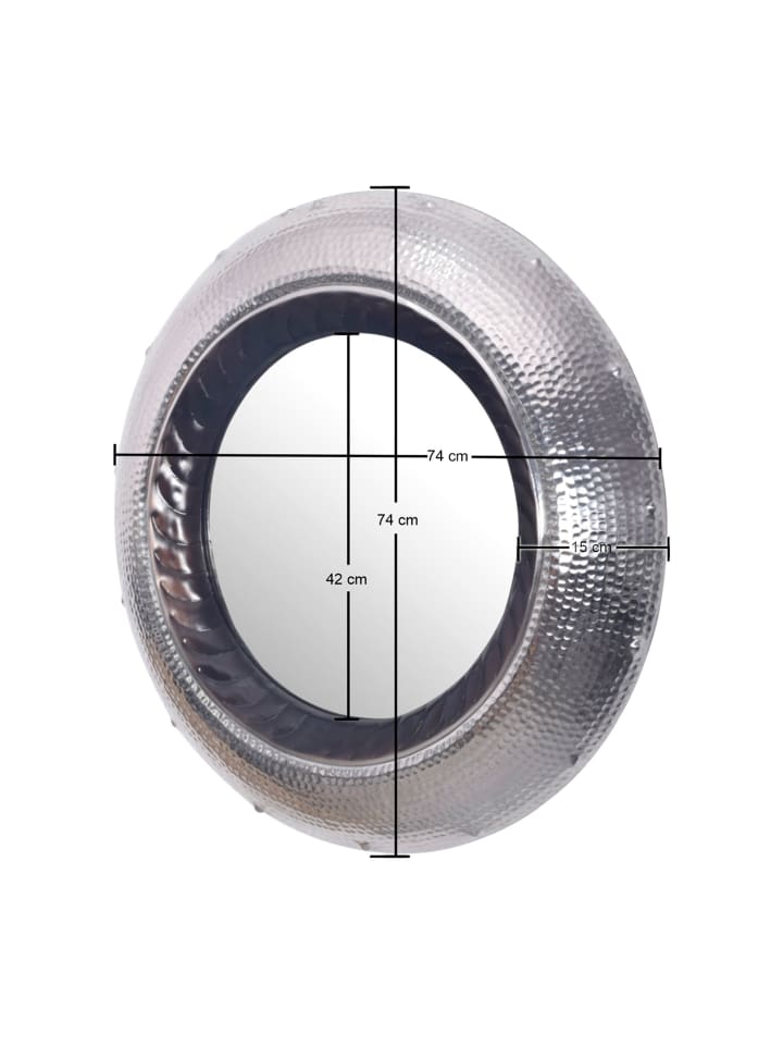 KADIMA DESIGN Wandspiegel 74 cm Metall Design Hängespiegel Silber, Aluminium günstig kaufen onesize