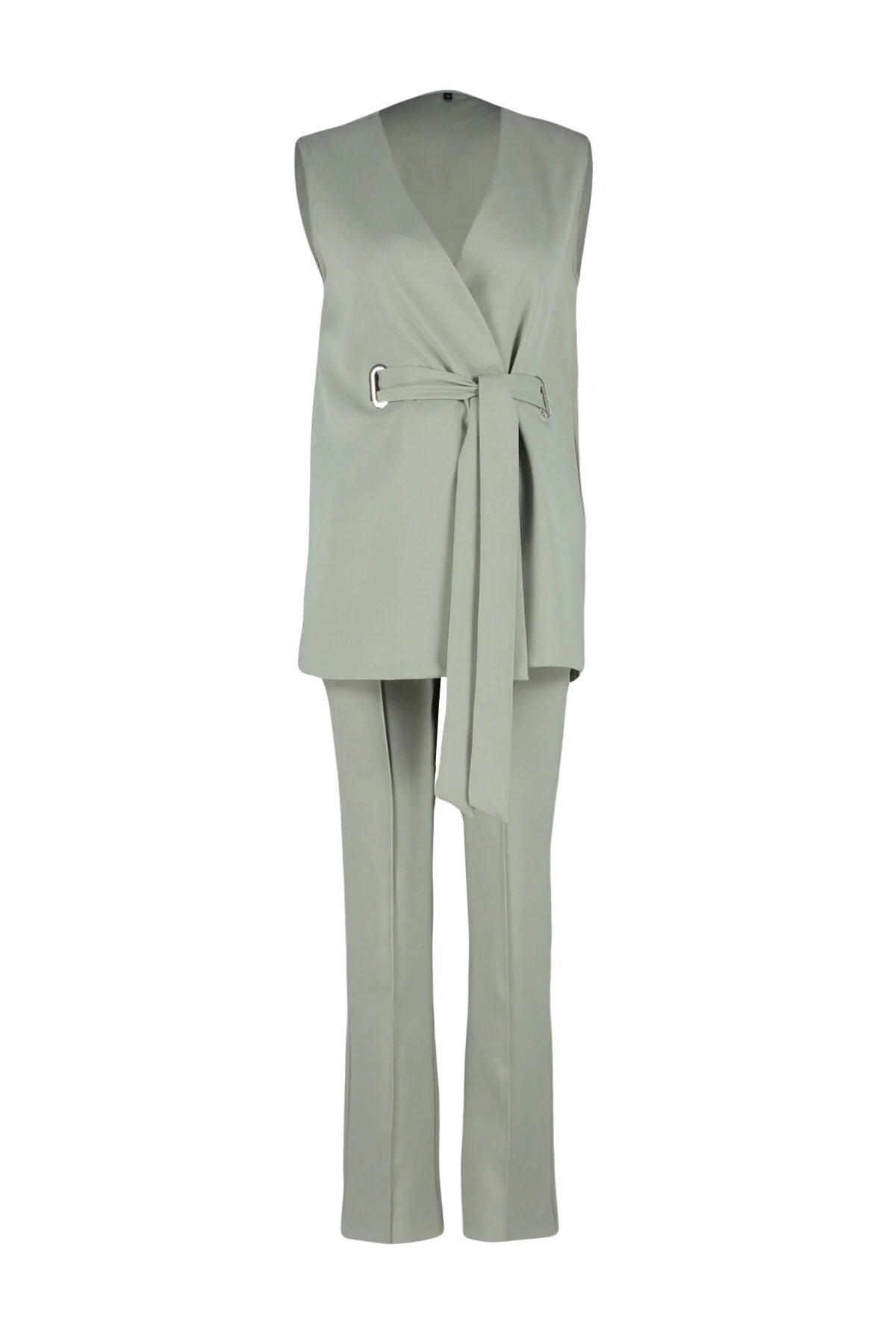Trendyol Modest  Khaki-Accessoire, detailliertes Set aus Weste, Hose, Oberteil und Unterteil aus gewebtem Stoff TCTSS24US00035