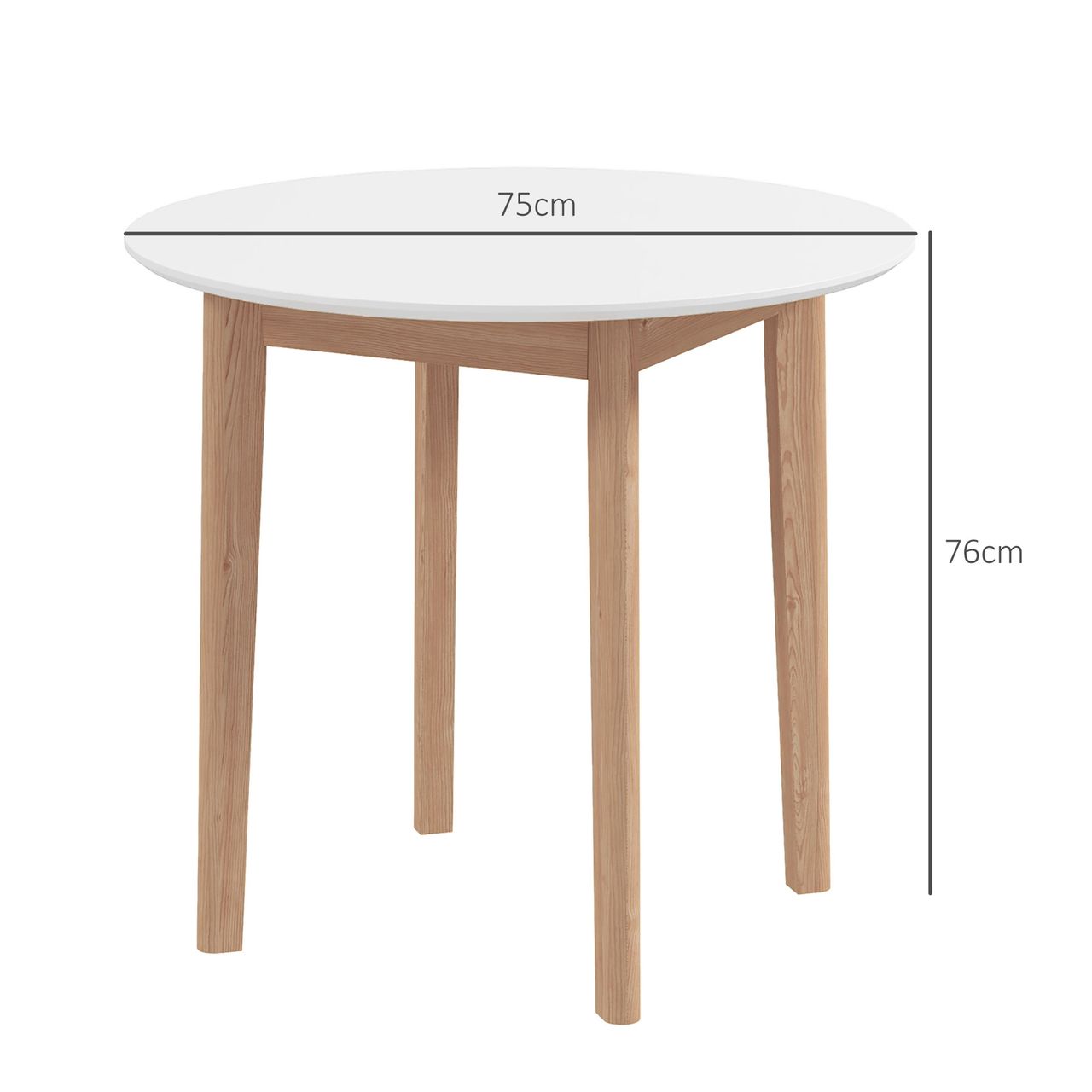 HOMCOM Esstisch, Runder Küchentisch für 2 Personen, Esszimmertisch, Holz, Weiß
