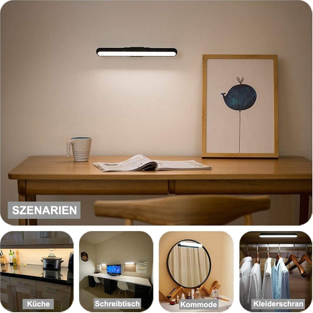Sunicol LED Unterbauleuchte Dimmbar, Berührungssteuerung/Fernbedienung, Magnetisch montiert, Kaltweiß, Warmweiß, Naturweiß, für Heim Büro Küche Schlafzimmer Loft Schrank Beleuchtung, Wiederaufladbar Batteriebetrieben, Schreibtischlampe Buchlampen
