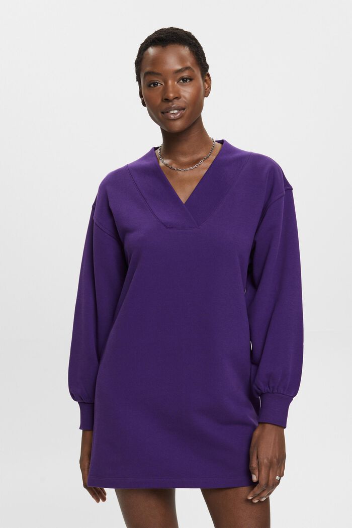 Mini-Sweatkleid mit V-Ausschnitt
