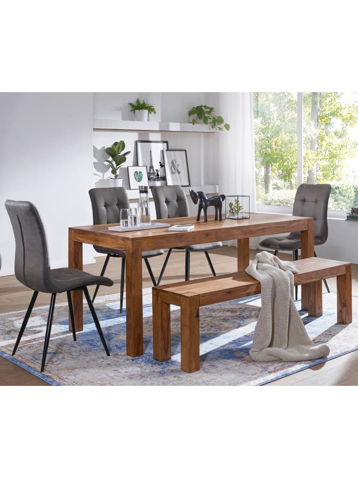 KADIMA DESIGN Holzbank Sheesham | 140x45x35cm, Massiv, Landhaus in Braun günstig kaufen