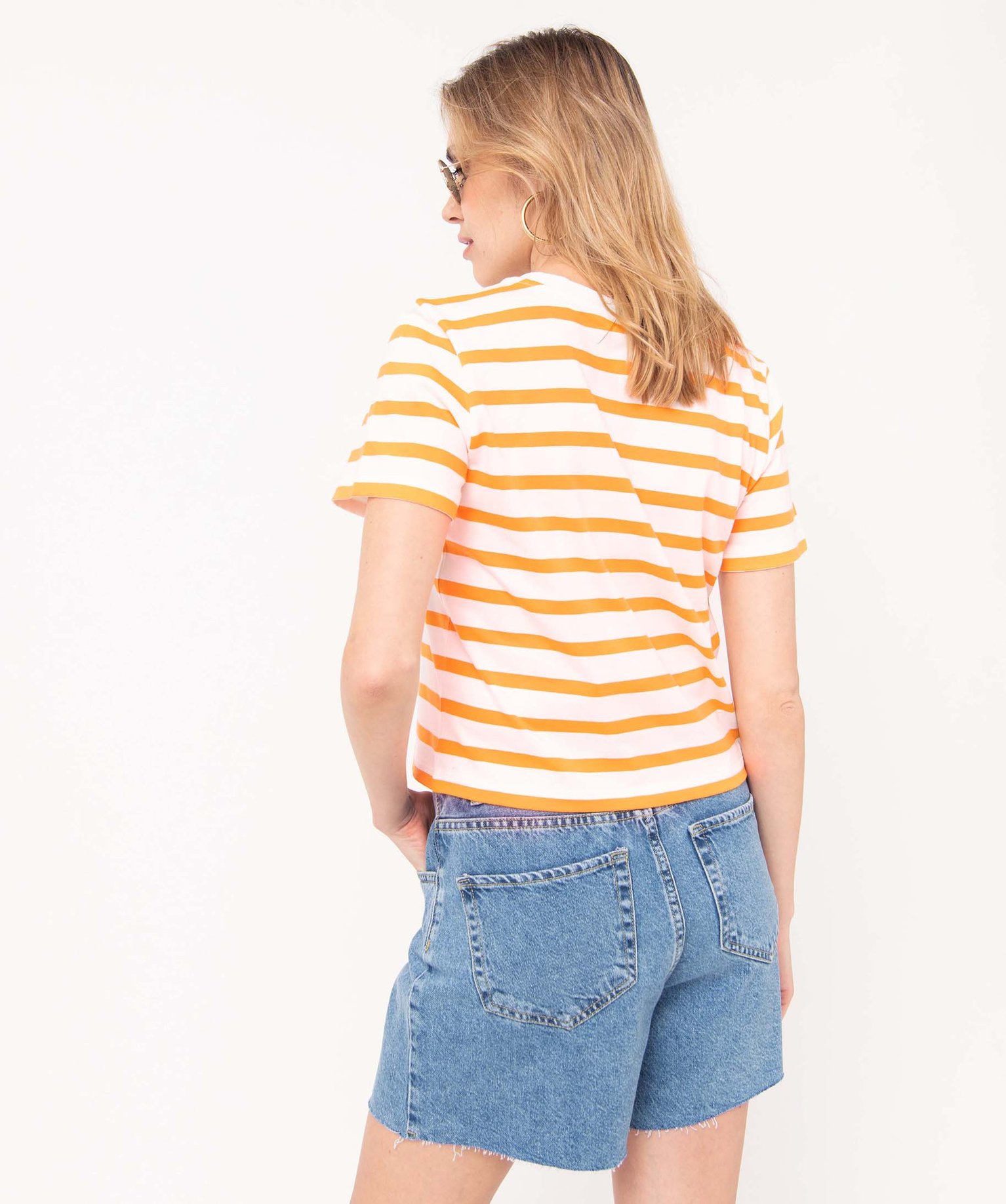 Tee-shirt femme rayé coupe ample et courte raye | GEMO