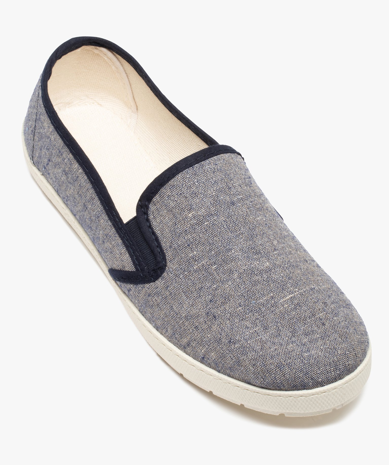Pantoufles homme en toile chinée et semelle contrastante bleu | GEMO
