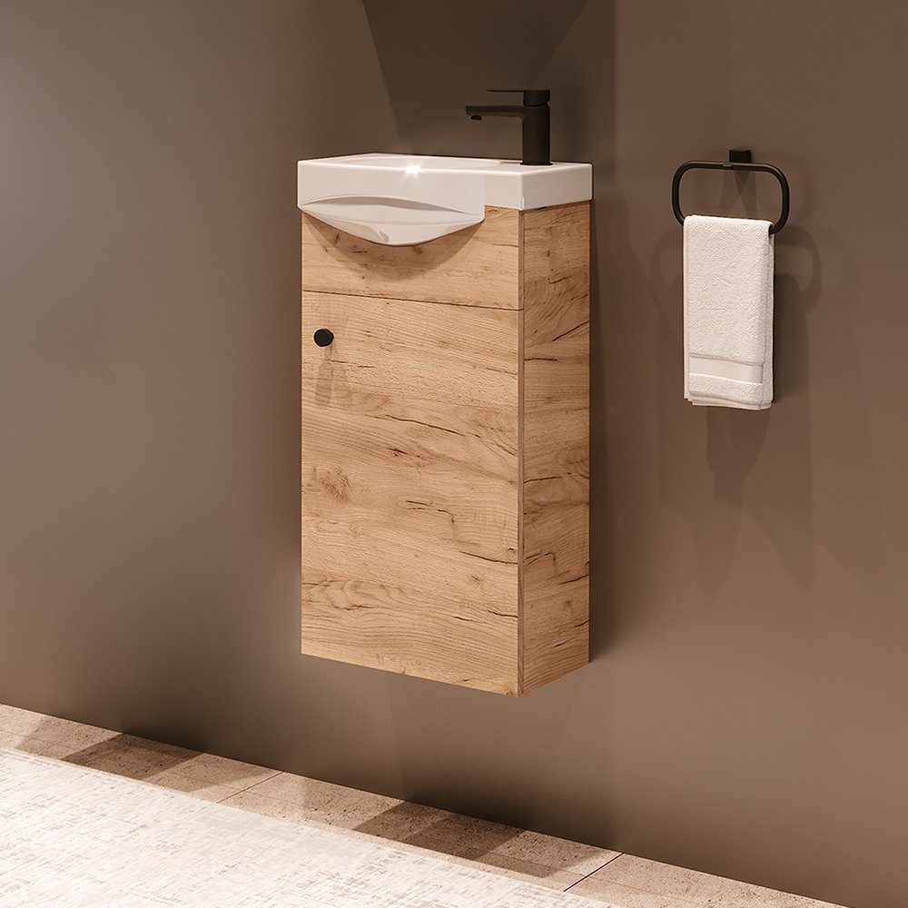 Planetmöbel Badmöbel-Set Waschtischunterschrank mit Spiegelschrank 40cm, (Komplett-Set, 3-St)