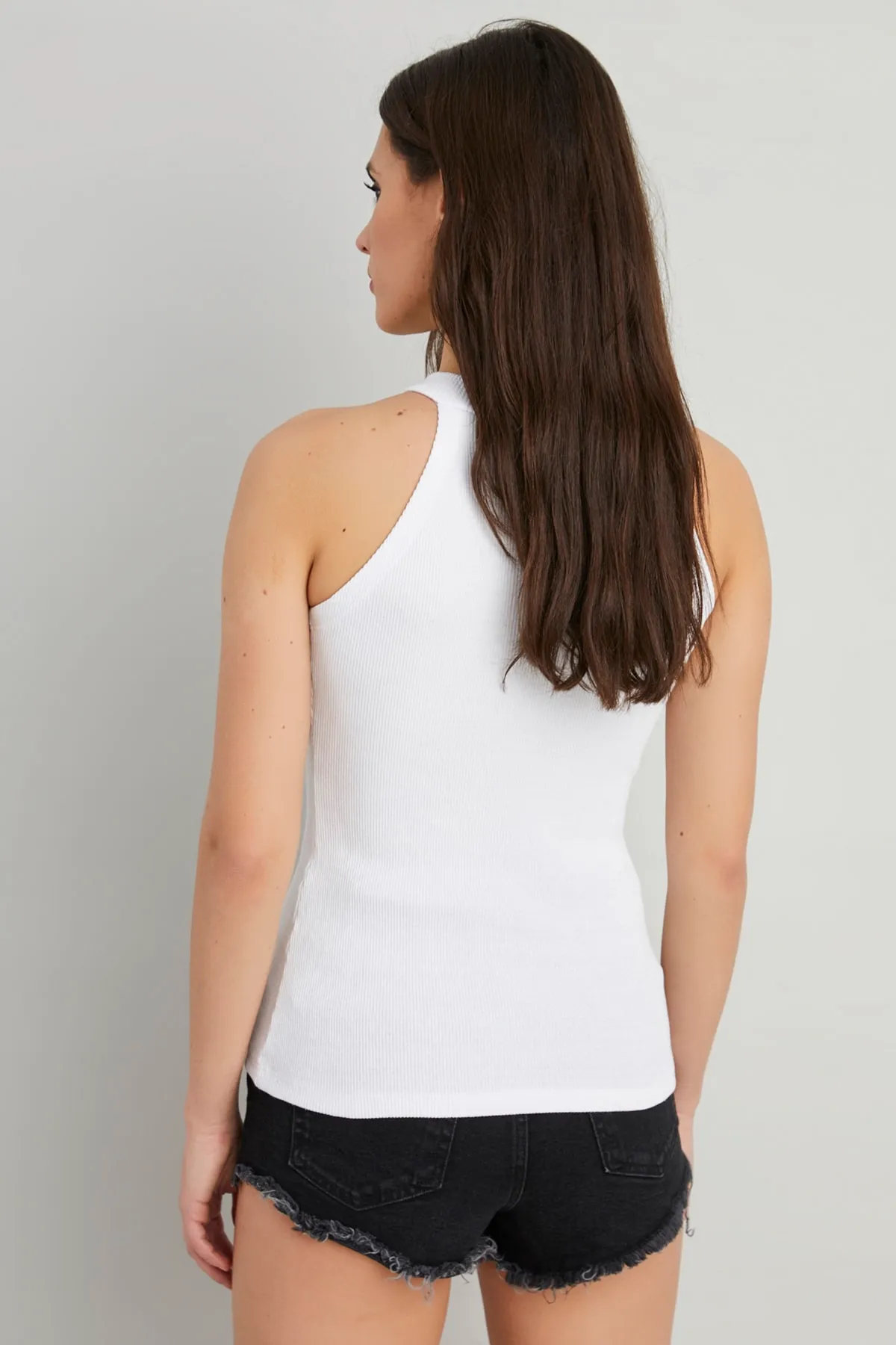 Cool & Sexy  Weiße, ärmellose Bluse für Damen Yİ1566
