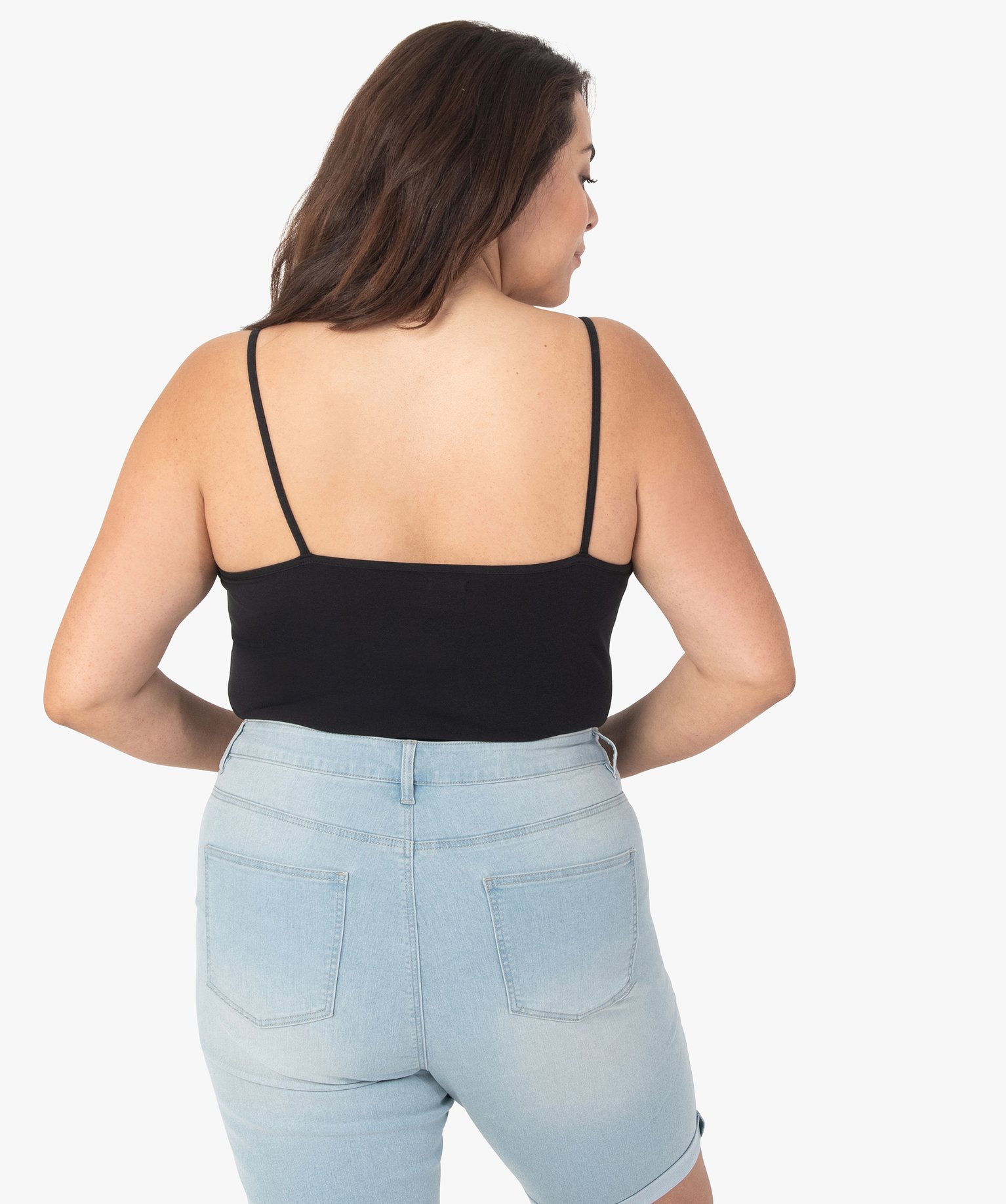 Débardeur femme grande taille uni à fines bretelles noir | GEMO