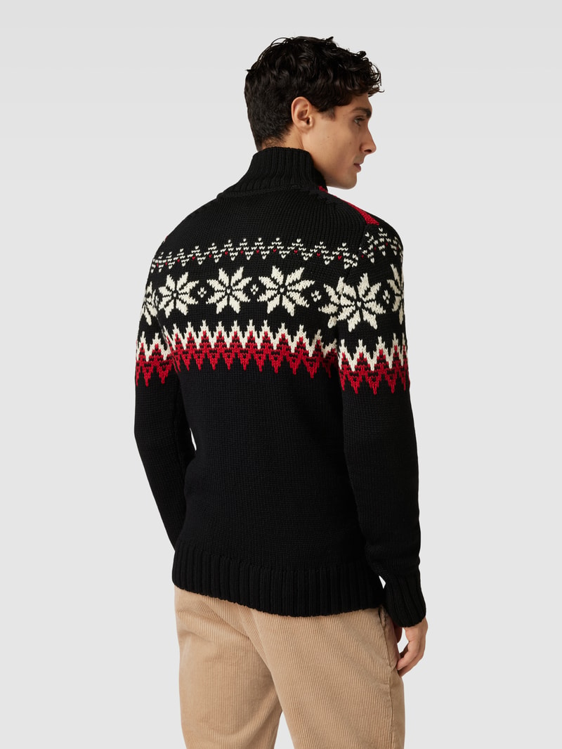Strickpullover mit Stehkragen Modell 'Myking' in schwarz