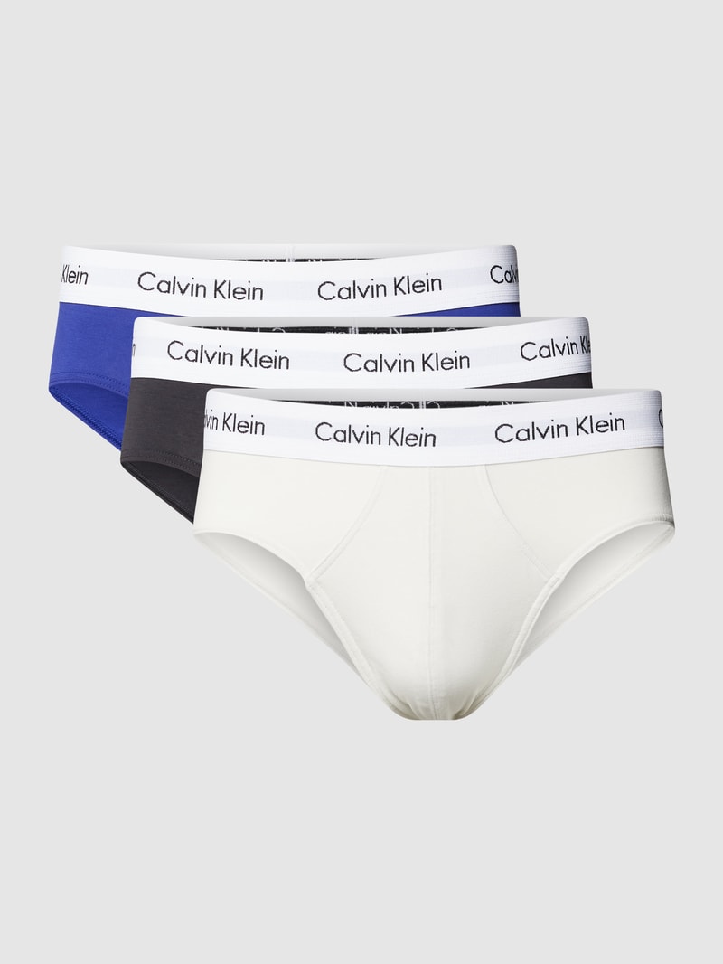 Slip mit elastischem Logo-Bund im 3er-Pack Modell 'HIP BRIEF 3PK' in blau