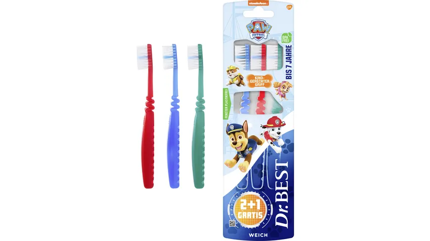 Dr.BEST KIDS Milchzahn Paw Patrol Zahnbürste weich 2+1