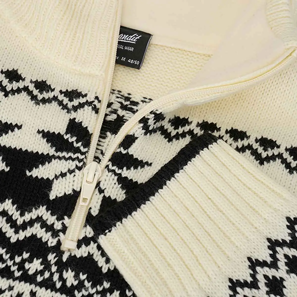 Norweger Pullover Troyer weiß