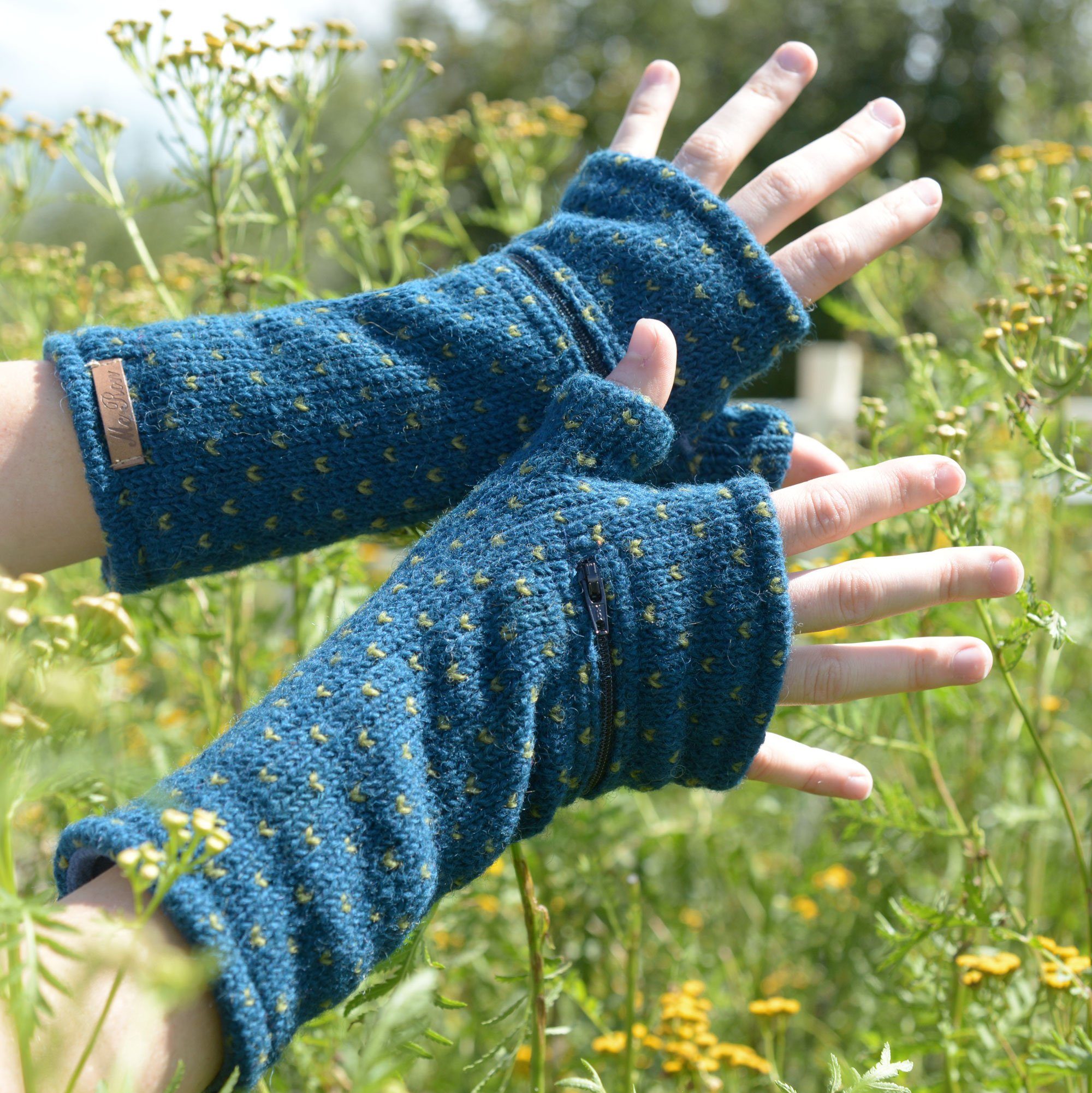 McRon Armstulpen Pulswärmer Modell Ilse gefüttert mit Fleece, mit Daumen, mit Geldfach