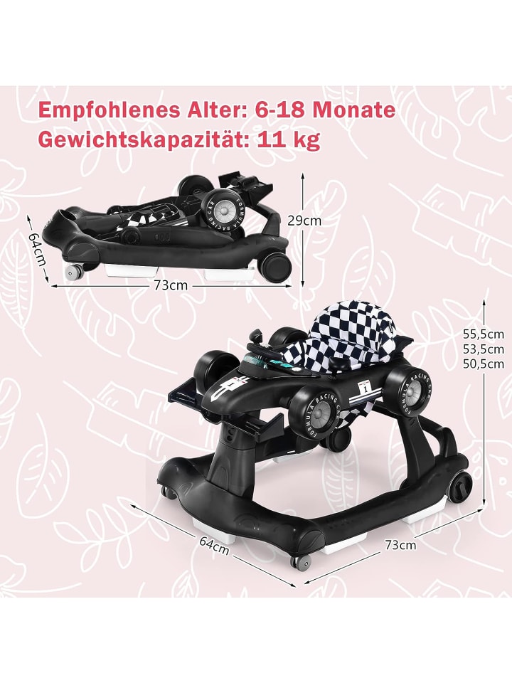 COSTWAY 4 in 1 Lauflernwagen in Schwarz günstig kaufen 75 cm