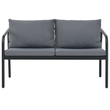 vidaXL Loungesofa 2-Sitzer-Gartenbank mit Auflagen Grau Aluminium