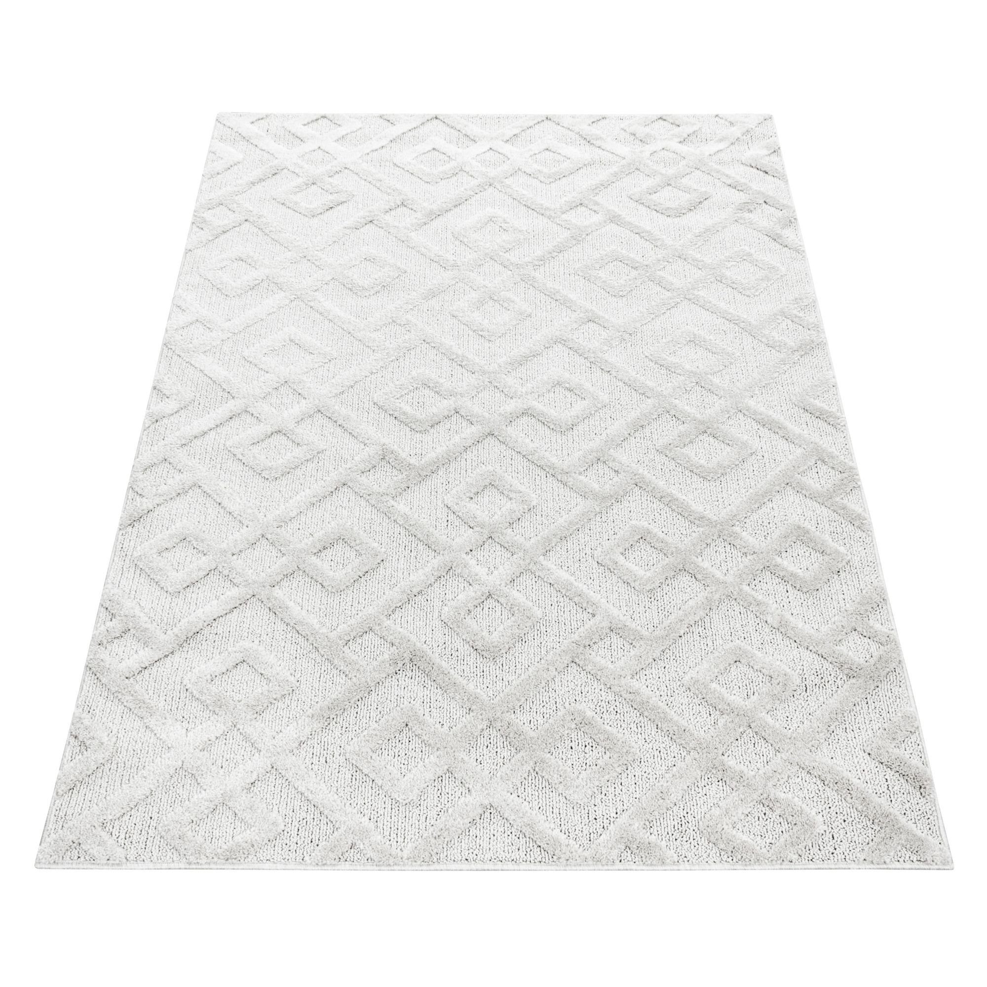 Hochflor-Teppich Geometrisch Design, Carpetsale24, Läufer, Höhe: 20 mm, Teppich Wohnzimmer Boho Design 3D Optik Skandinavische Stil