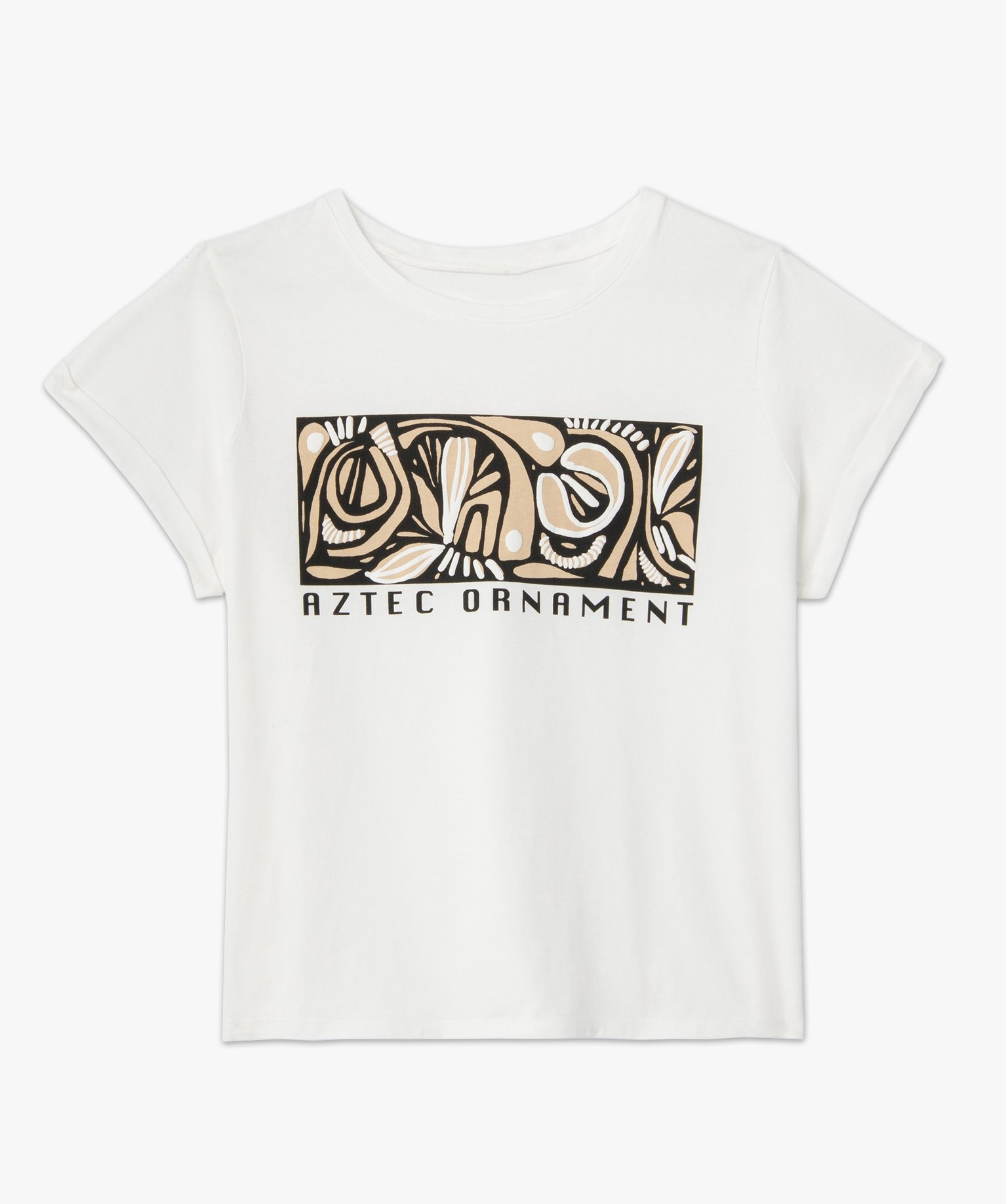 Tee-shirt femme ample et court avec motif sur le buste blanc | GEMO