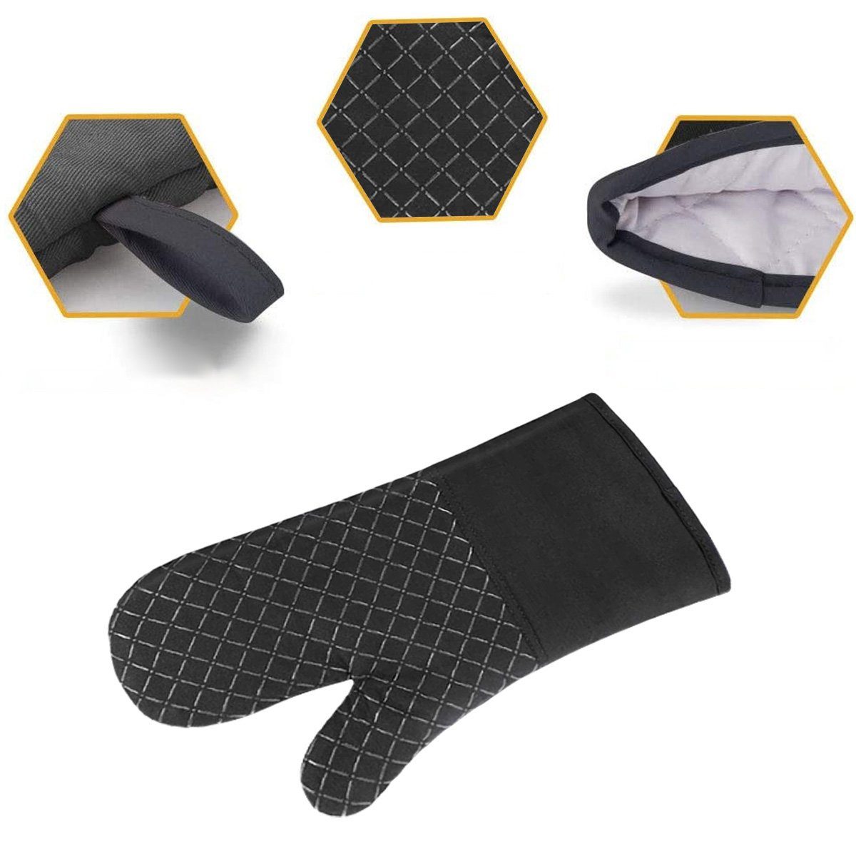 Juoungle Topfhandschuhe Topflappen Handschuh, Ofenhandschuhe Hitzebestaendig Topfhandschuhe