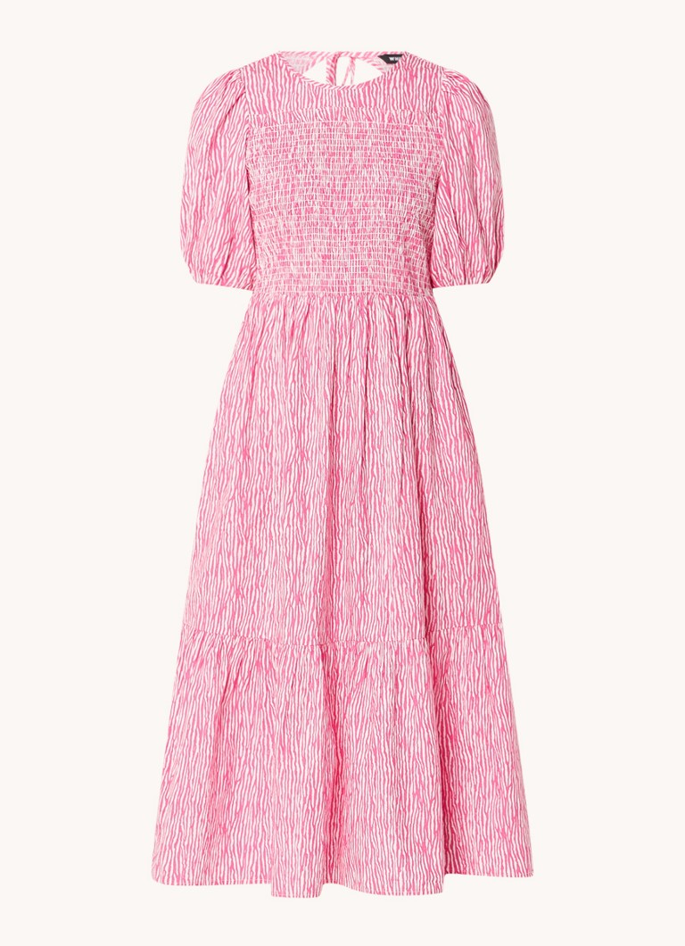 Whistles Midi dress with zebra print and puff sleeves