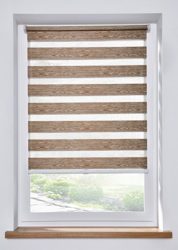 Doppelrollo mit Holz Optik