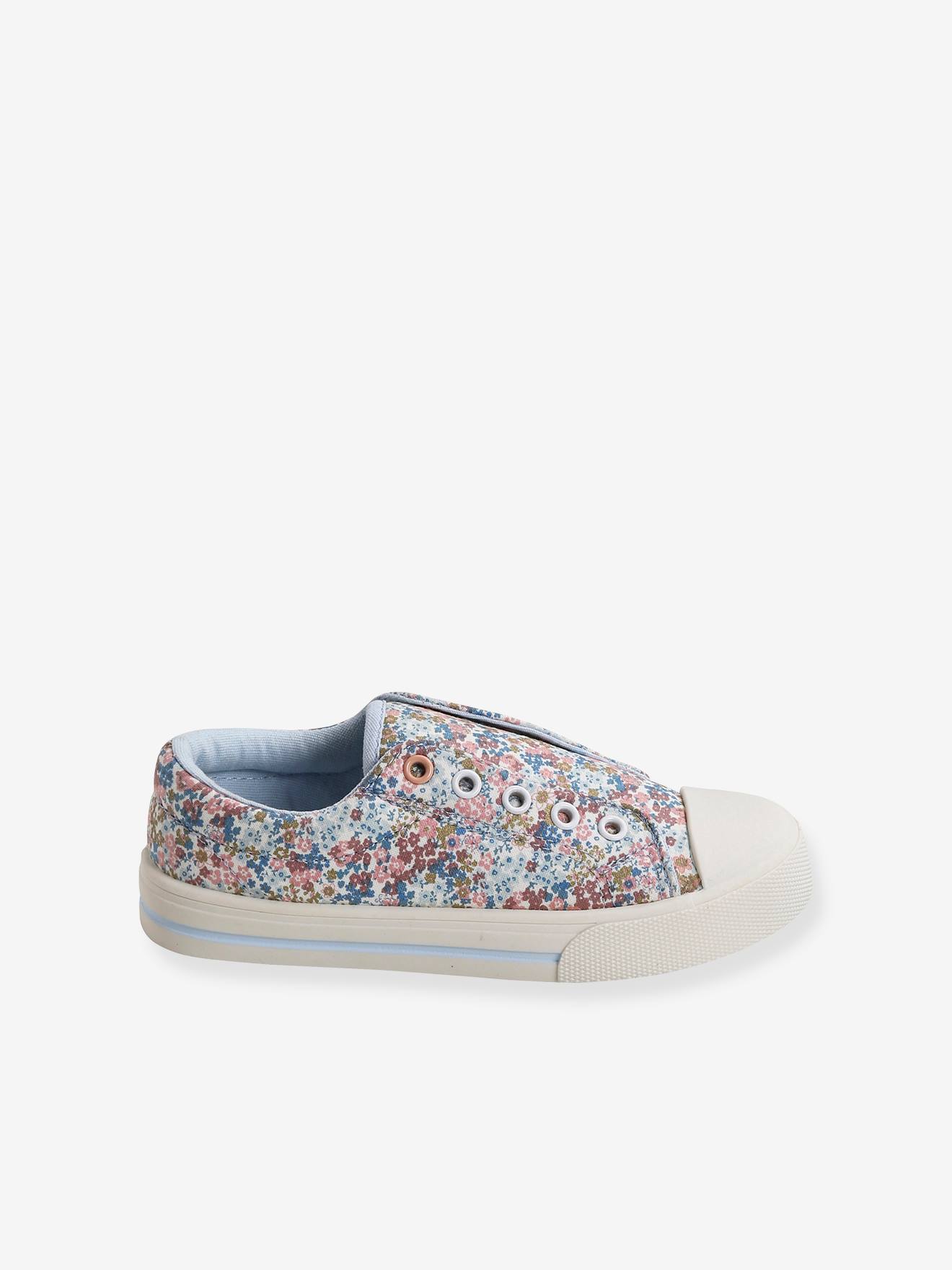 Baskets élastiquées fille en toile bleu cerise