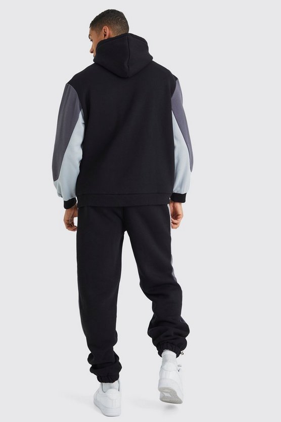 Oversize Colorblock Trainingsanzug mit Kapuze