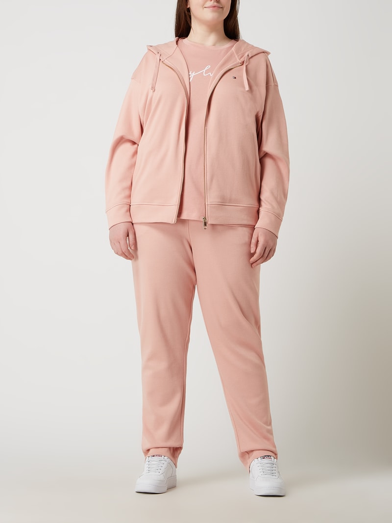 PLUS SIZE Tapered Fit Schlupfhose aus Piqué in hellrosa