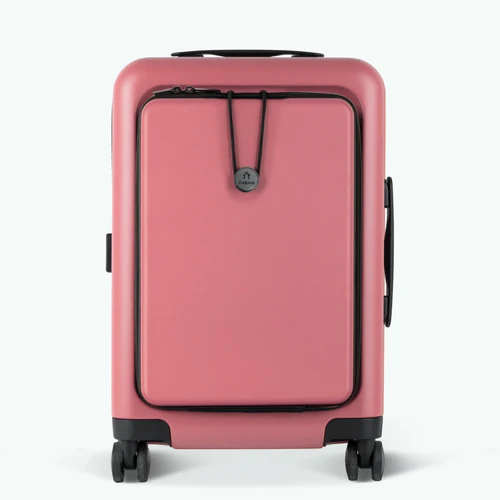 HND 4-wheel hard-shell suitcase, plain pink pouch