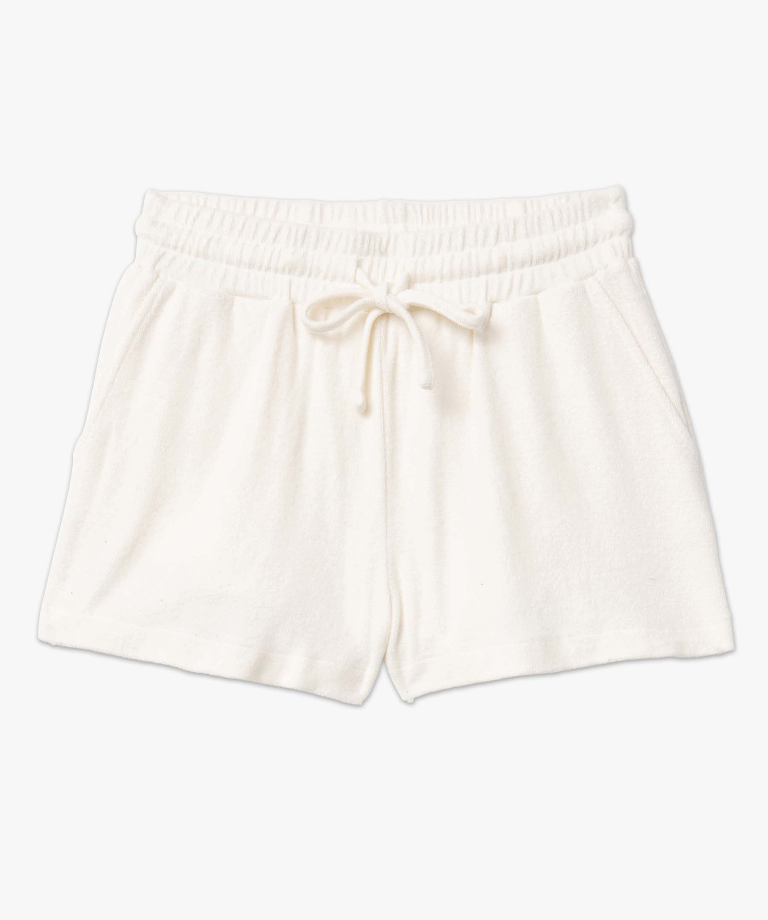 Short de plage femme en éponge avec taille élastique ecru | GEMO
