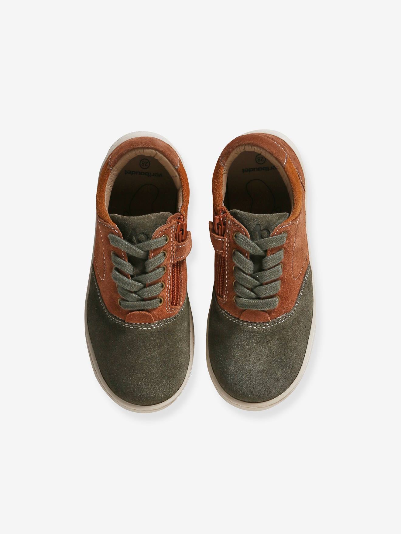 Vertbaudet Kinder Schnür-Sneakers mit Anziehtrick - set braun