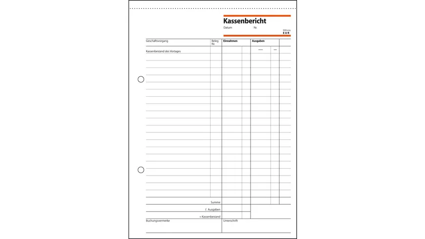 sigel Kassenbericht KA518 A5 50Blatt