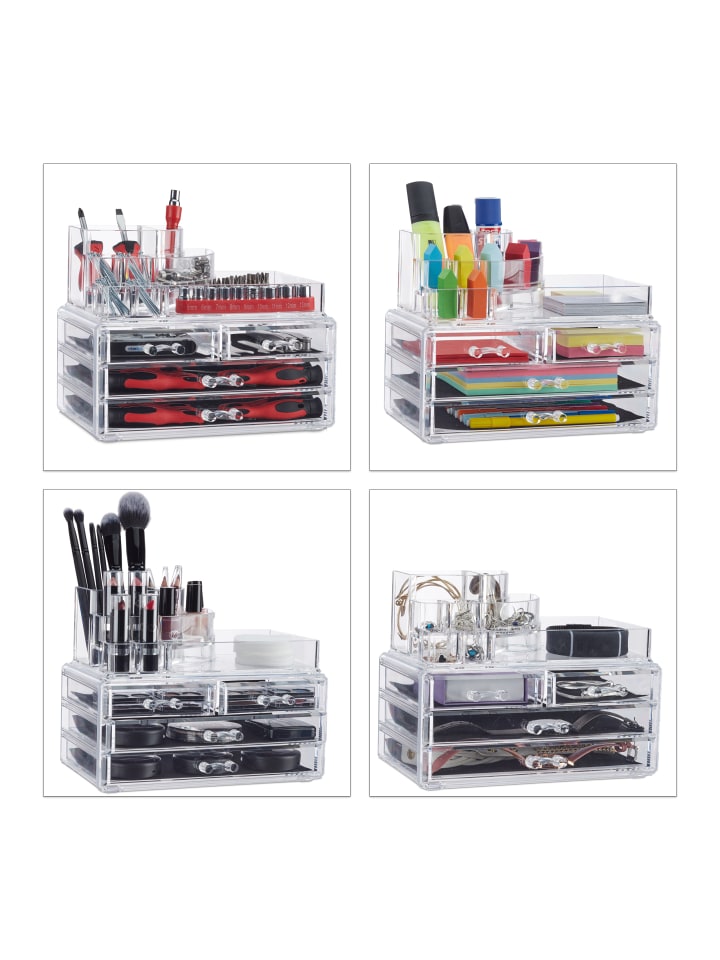 relaxdays 2x Kosmetikorganizer in Transparent günstig kaufen onesize