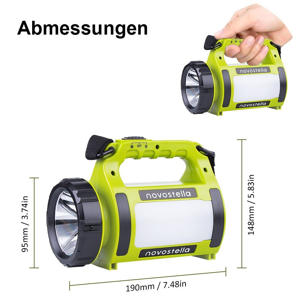 Novostella Taschenlampe, LED Campinglampe Handscheinwerfer wiederaufladbare Laterne Tragbar