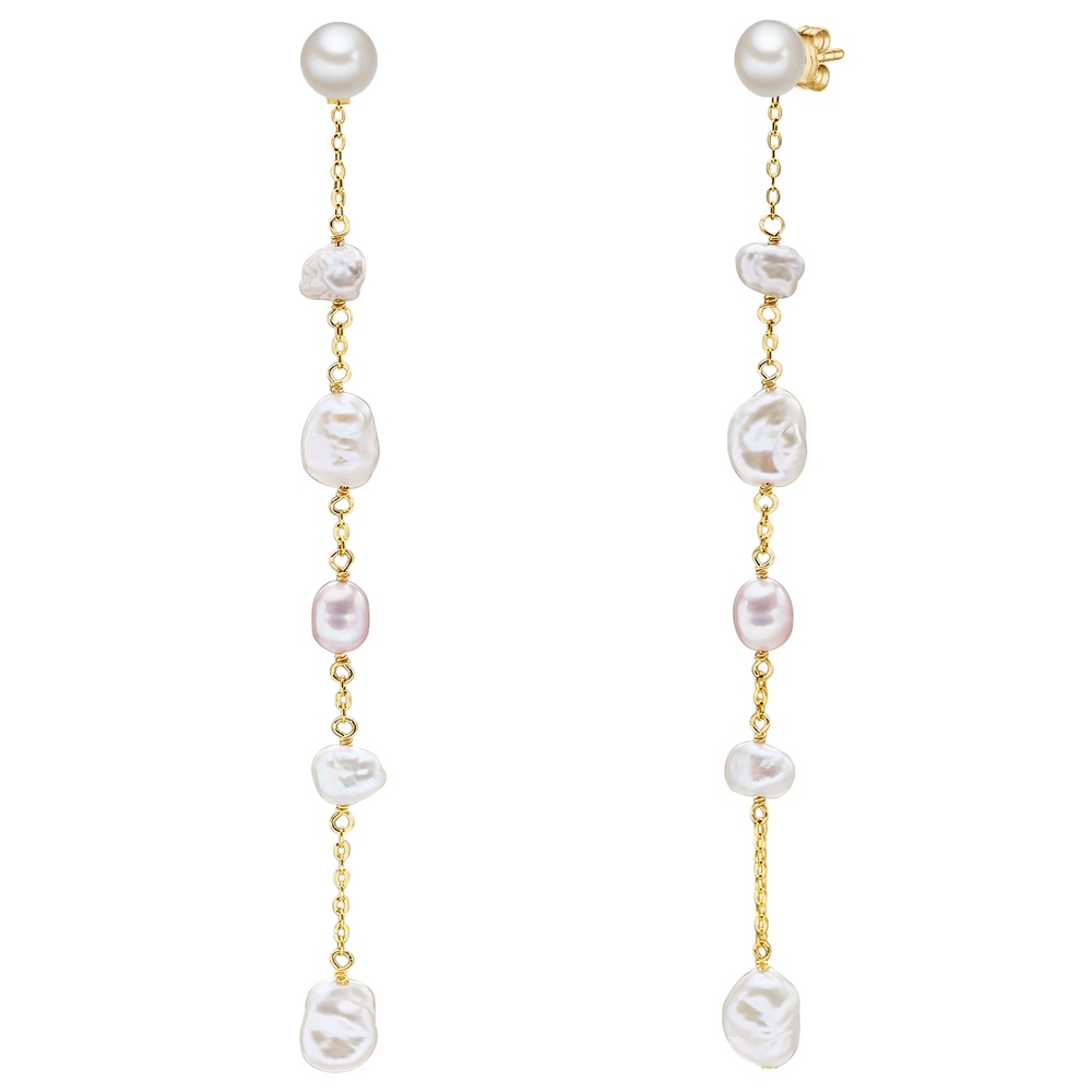 Valero Pearls Boucles d'oreille en perle Argent sterling Perle de culture d'eau douce en Or jau Boucles d'oreilles