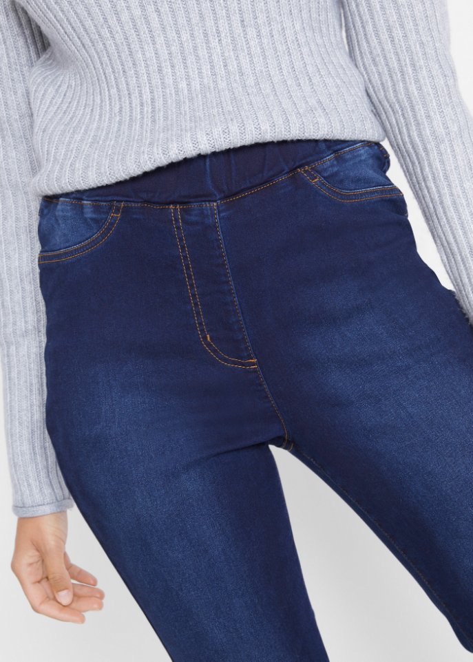 High Waist Jeggings aus leichter, elastischer Thermoqualität mit Bequembund