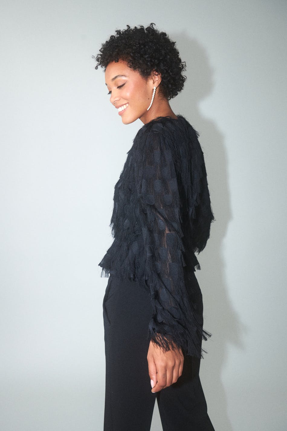 Fluffy wrap blouse
