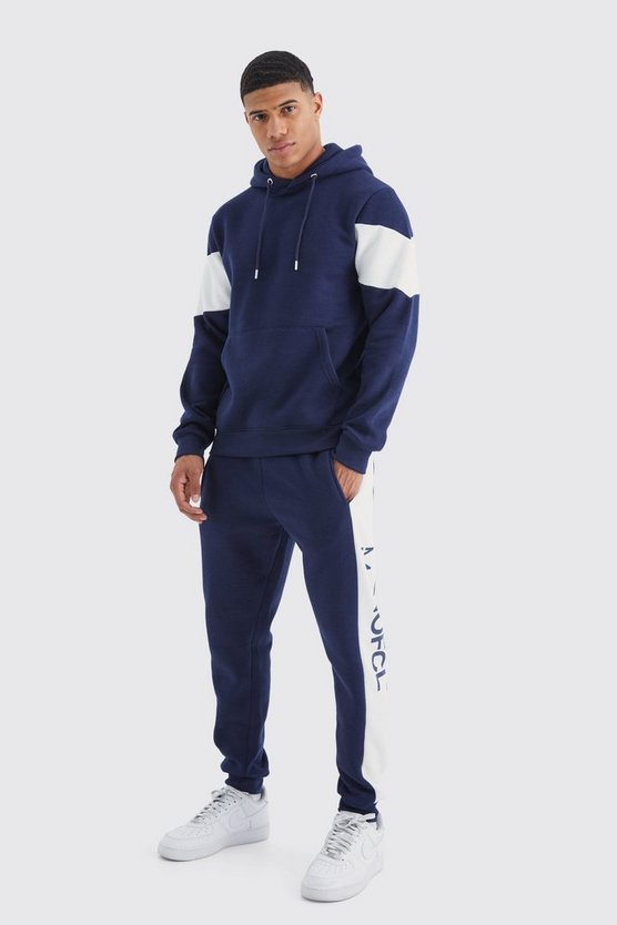Slim-Fit Man Official Colorblock Trainingsanzug mit Kapuze