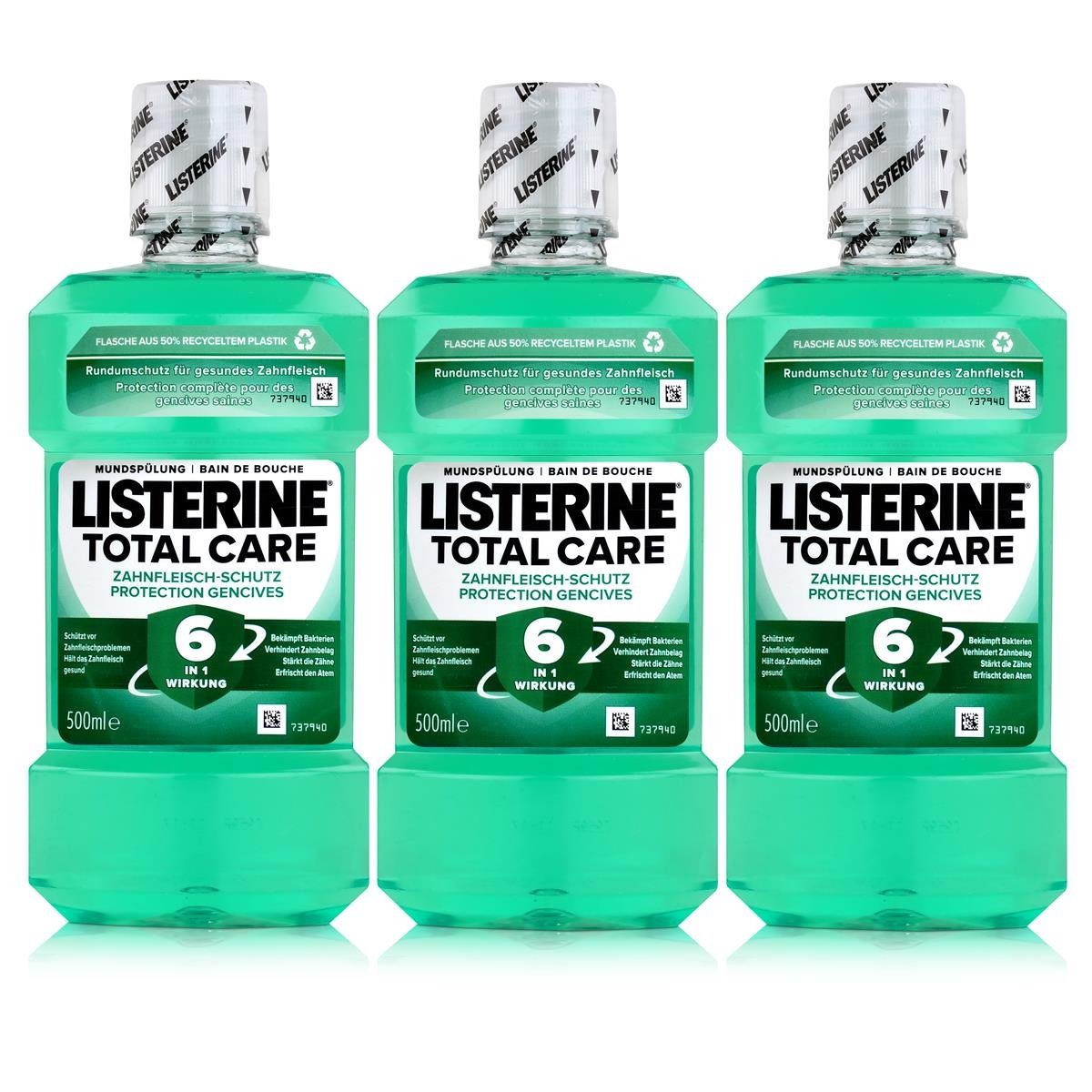 Listerine Mundspülung, Listerine Total Care Zahnfleisch-Schutz 500ml Mundspülung (3er Pack)