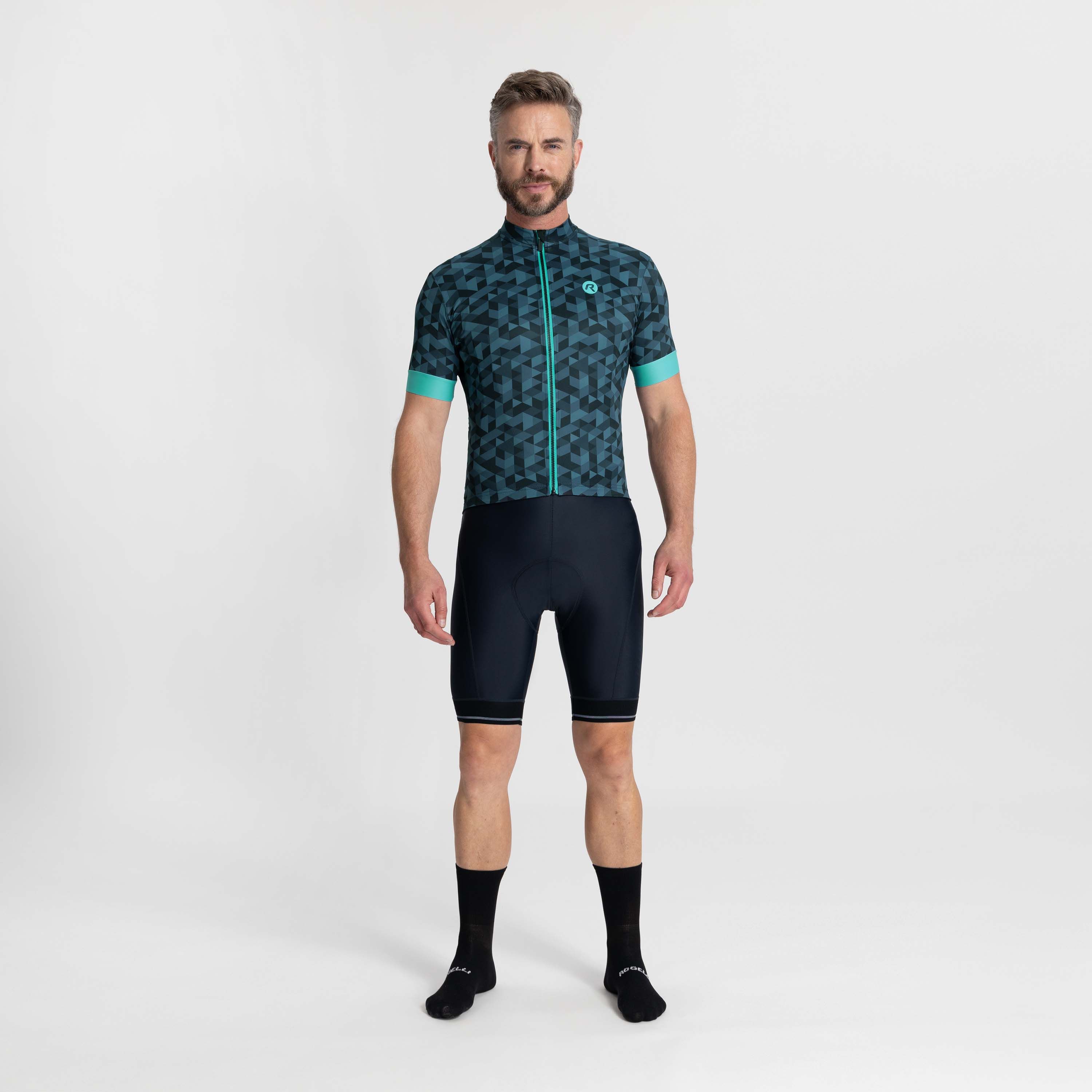Rogelli Rubik Grau/Türkis Herren Radtrikot Kurzarm