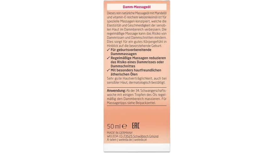 WELEDA MAMA Damm Massageöl 50 ml
