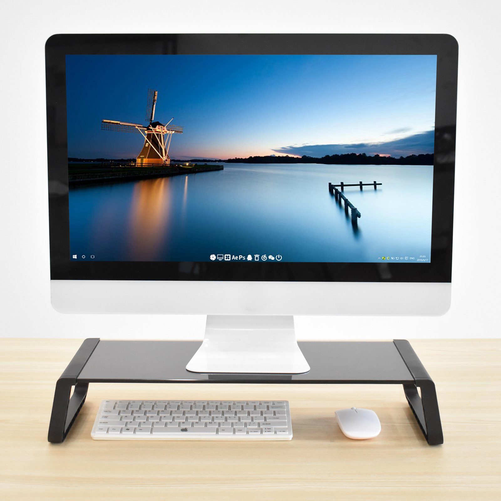 SVITA Schreibtischaufsatz ANSAN, Monitorständer, Monitorerhöhung, Glas, Schwarz