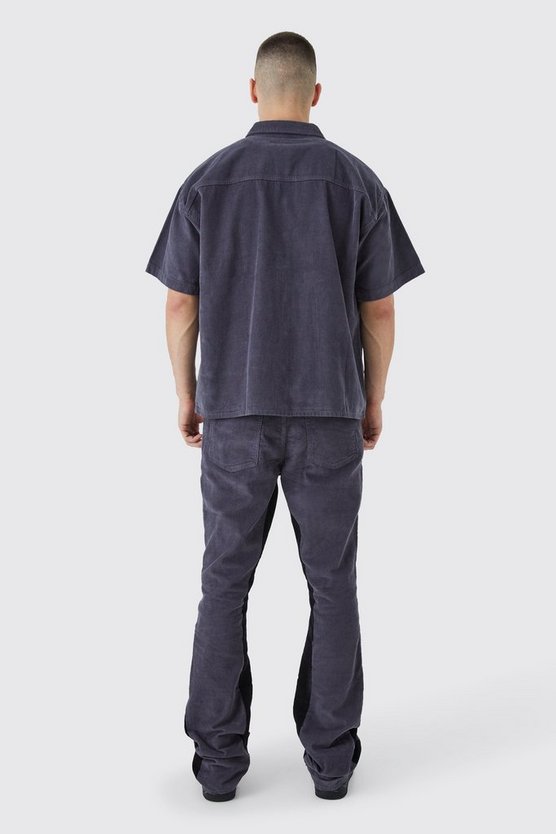 Tall Fixed Waist Slim Flare Gusset Cord Trouser