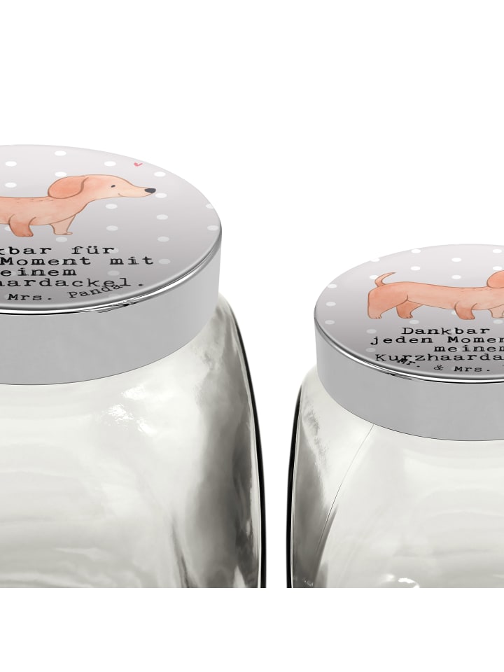 Mr. & Mrs. Panda Leckerli Glas Dackel Kurzhaardackel Moment mit ... in Grau Pastell günstig kaufen